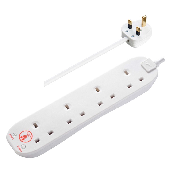 Masterplug 4G 2M Extension Lead Surge Protected